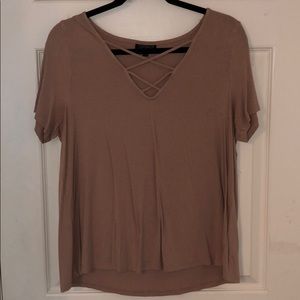 Topshop cris-cross taupe top!💗